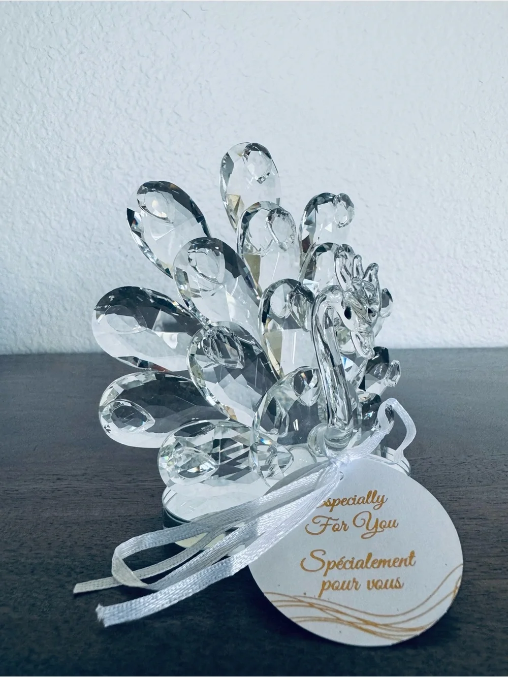 Crystal Glass Peacock Figurine